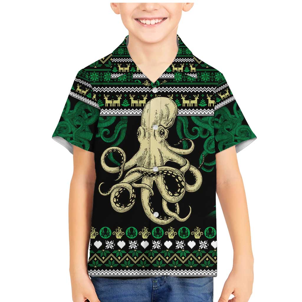 Octopus Cool Christmas Design Family Matching Mermaid Dress and Hawaiian Shirt Xmas Holiday Patterns - Wonder Print Shop
