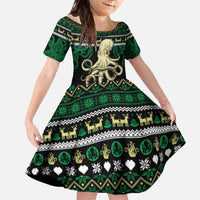 Octopus Cool Christmas Design Family Matching Off The Shoulder Long Sleeve Dress and Hawaiian Shirt Xmas Holiday Patterns - Wonder Print Shop