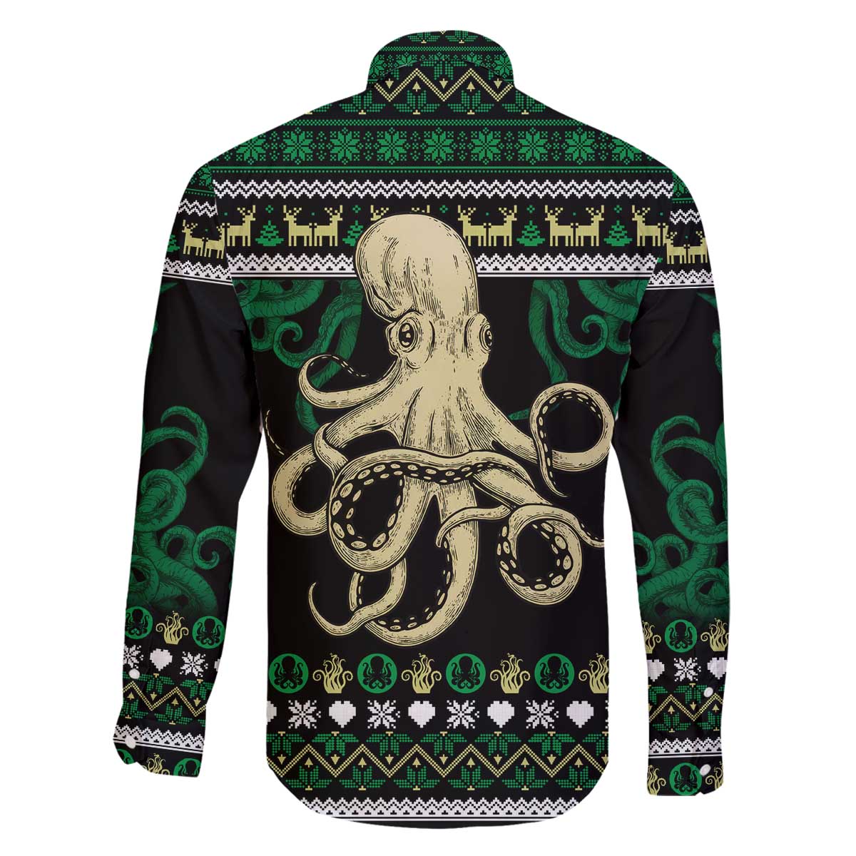 Octopus Cool Christmas Design Family Matching Off The Shoulder Long Sleeve Dress and Hawaiian Shirt Xmas Holiday Patterns - Wonder Print Shop