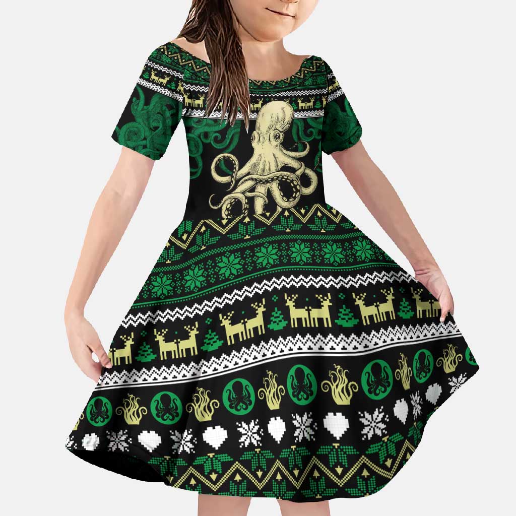 Octopus Cool Christmas Design Family Matching Off Shoulder Maxi Dress and Hawaiian Shirt Xmas Holiday Patterns - Wonder Print Shop