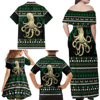 Octopus Cool Christmas Design Family Matching Off Shoulder Maxi Dress and Hawaiian Shirt Xmas Holiday Patterns - Wonder Print Shop