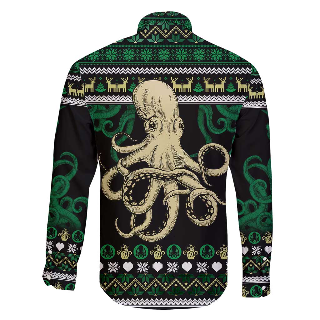 Octopus Cool Christmas Design Family Matching Off Shoulder Maxi Dress and Hawaiian Shirt Xmas Holiday Patterns - Wonder Print Shop