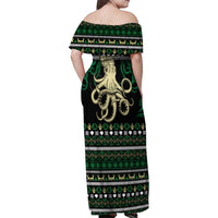 Octopus Cool Christmas Design Family Matching Off Shoulder Maxi Dress and Hawaiian Shirt Xmas Holiday Patterns - Wonder Print Shop