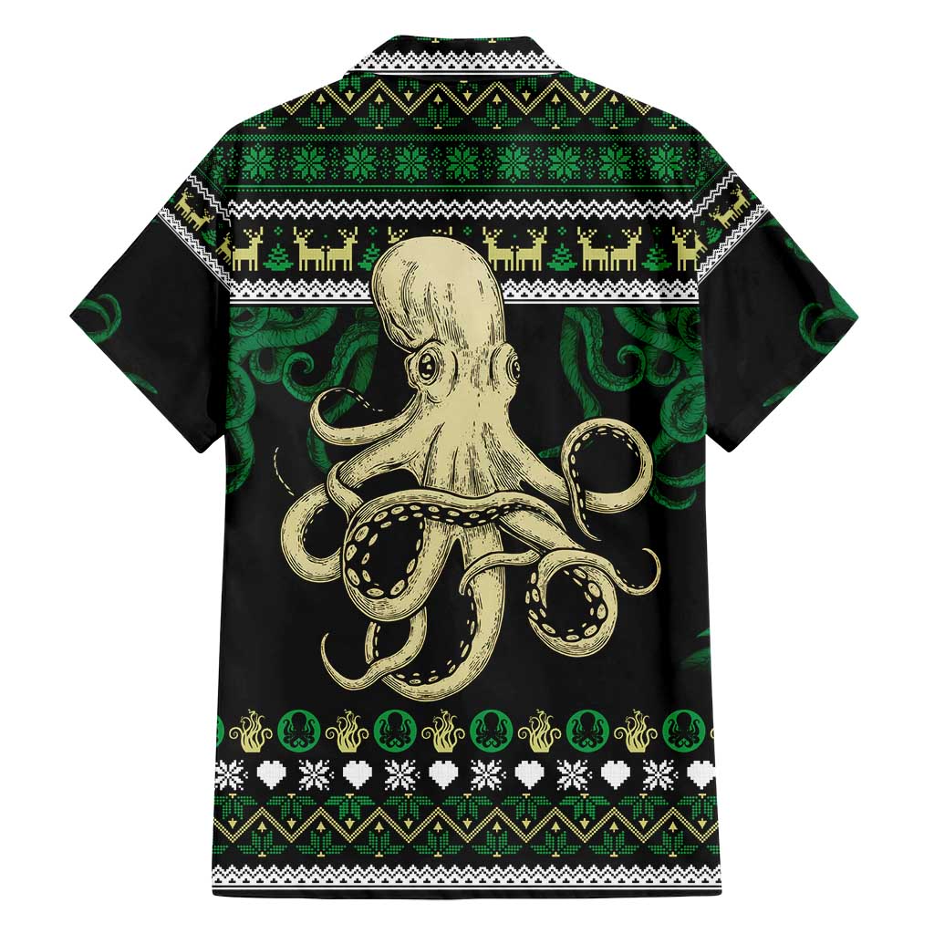 Octopus Cool Christmas Design Family Matching Off Shoulder Short Dress and Hawaiian Shirt Xmas Holiday Patterns - Wonder Print Shop