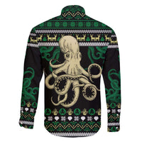 Octopus Cool Christmas Design Family Matching Off Shoulder Short Dress and Hawaiian Shirt Xmas Holiday Patterns - Wonder Print Shop