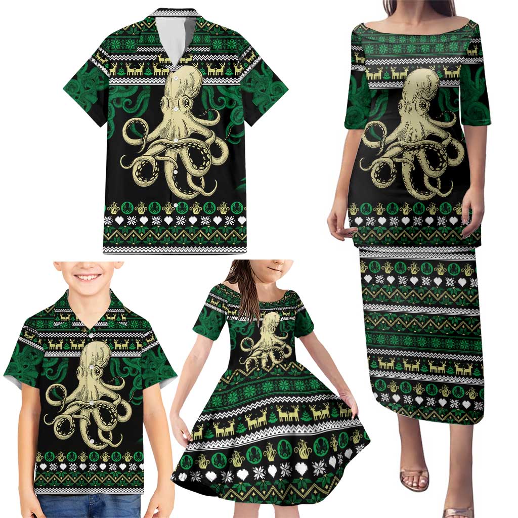 Octopus Cool Christmas Design Family Matching Puletasi and Hawaiian Shirt Xmas Holiday Patterns - Wonder Print Shop