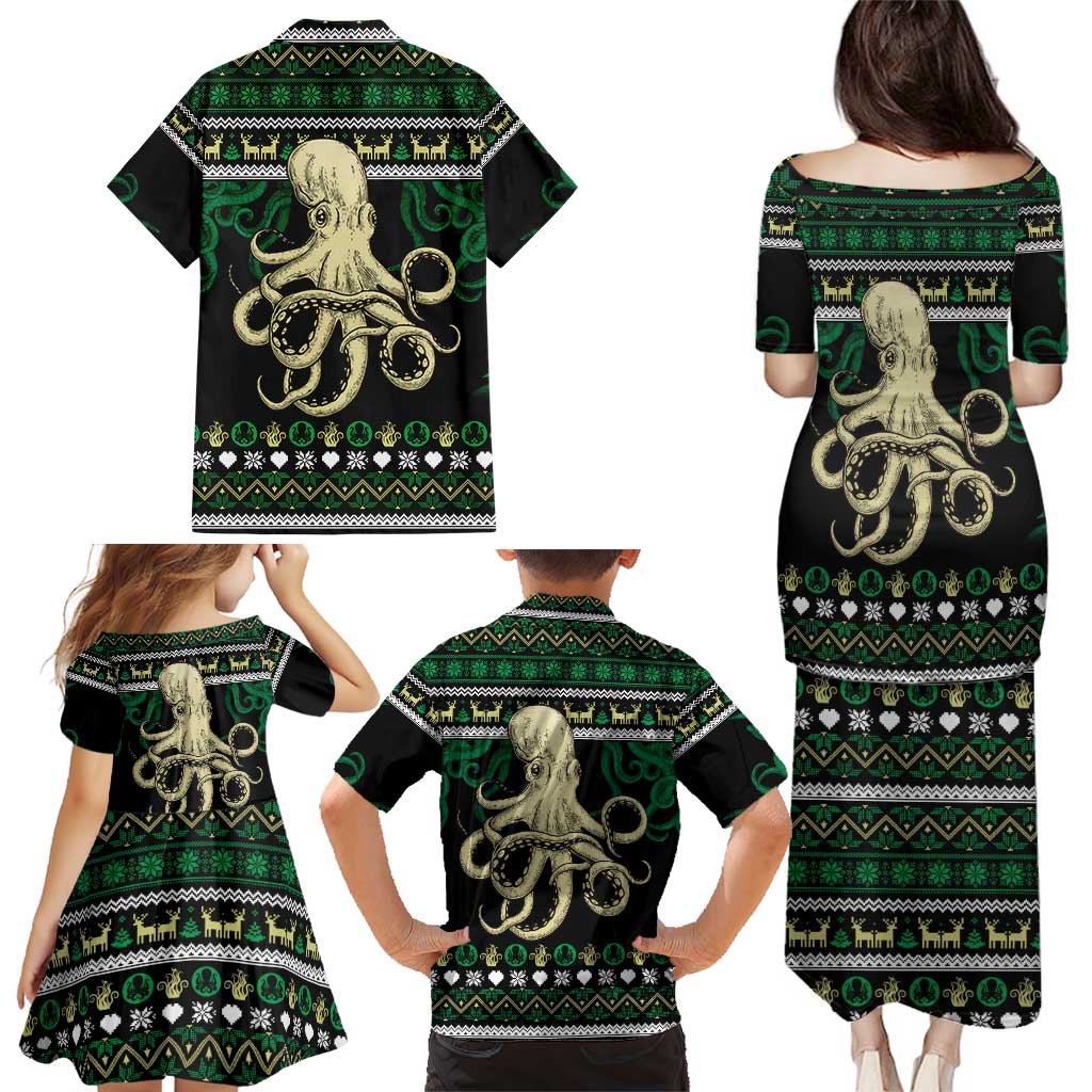 Octopus Cool Christmas Design Family Matching Puletasi and Hawaiian Shirt Xmas Holiday Patterns - Wonder Print Shop