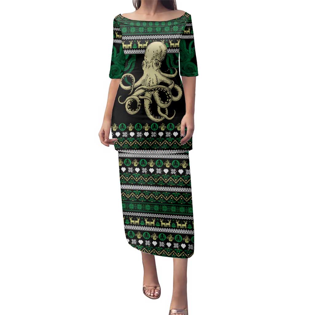 Octopus Cool Christmas Design Family Matching Puletasi and Hawaiian Shirt Xmas Holiday Patterns - Wonder Print Shop