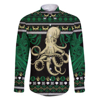 Octopus Cool Christmas Design Family Matching Short Sleeve Bodycon Dress and Hawaiian Shirt Xmas Holiday Patterns - Wonder Print Shop