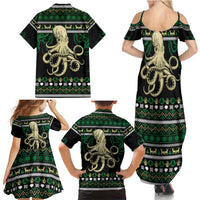 Octopus Cool Christmas Design Family Matching Summer Maxi Dress and Hawaiian Shirt Xmas Holiday Patterns - Wonder Print Shop