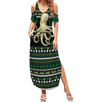 Octopus Cool Christmas Design Family Matching Summer Maxi Dress and Hawaiian Shirt Xmas Holiday Patterns - Wonder Print Shop