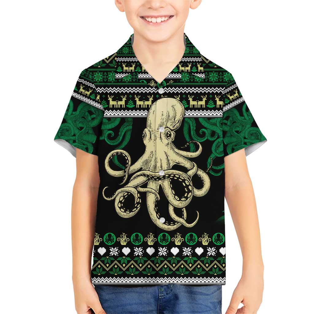 Octopus Cool Christmas Design Family Matching Summer Maxi Dress and Hawaiian Shirt Xmas Holiday Patterns - Wonder Print Shop