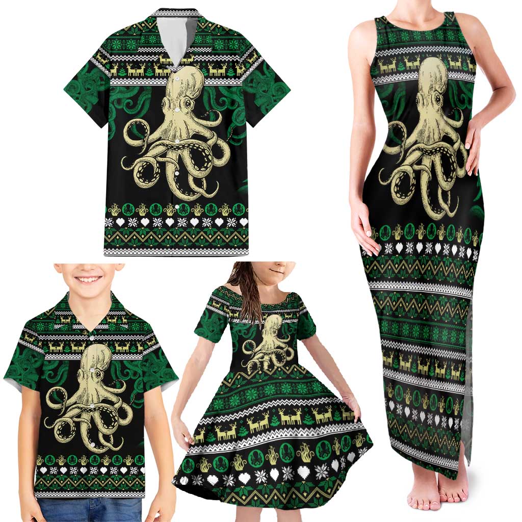 Octopus Cool Christmas Design Family Matching Tank Maxi Dress and Hawaiian Shirt Xmas Holiday Patterns - Wonder Print Shop