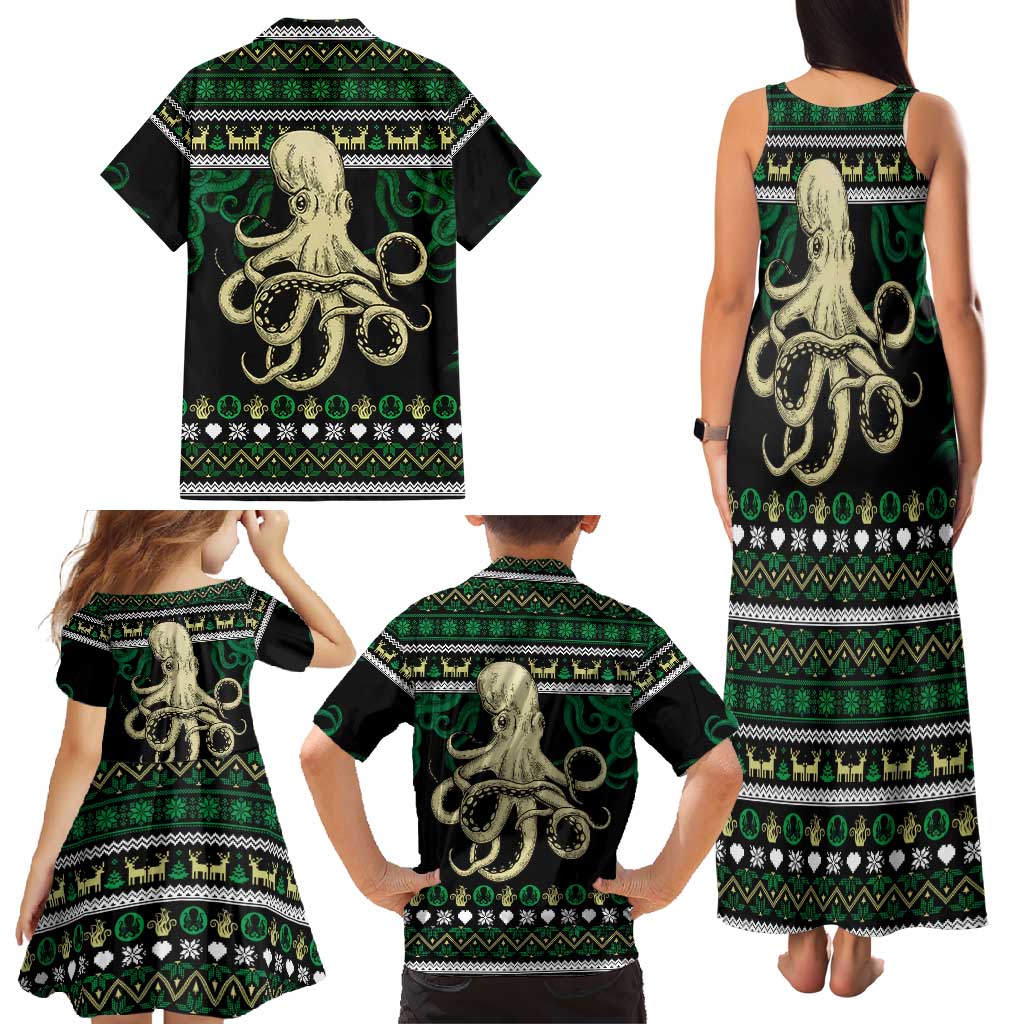Octopus Cool Christmas Design Family Matching Tank Maxi Dress and Hawaiian Shirt Xmas Holiday Patterns - Wonder Print Shop