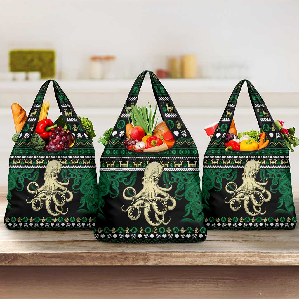 Octopus Cool Christmas Design Grocery Bag Xmas Holiday Patterns - Wonder Print Shop