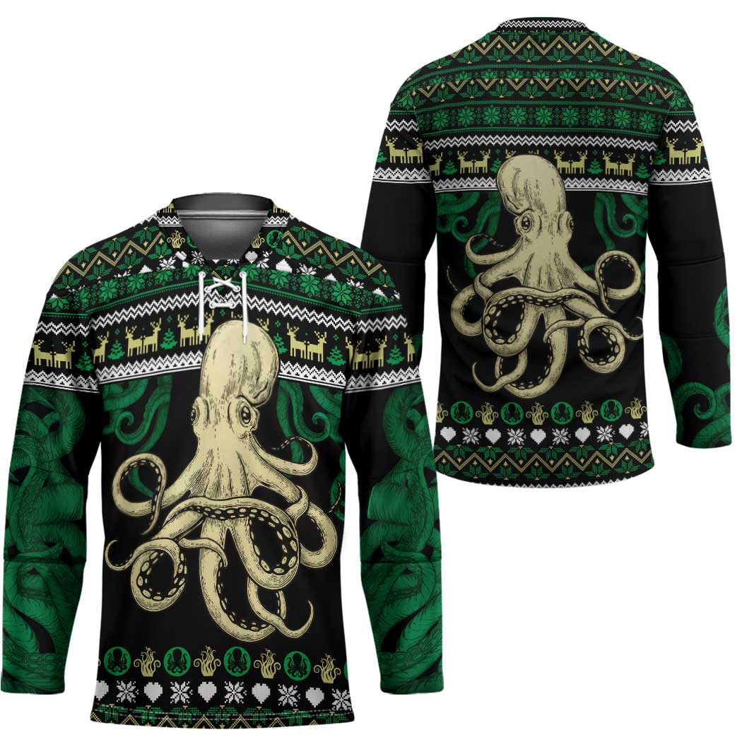 Octopus Cool Christmas Design Hockey Jersey Xmas Holiday Patterns - Wonder Print Shop
