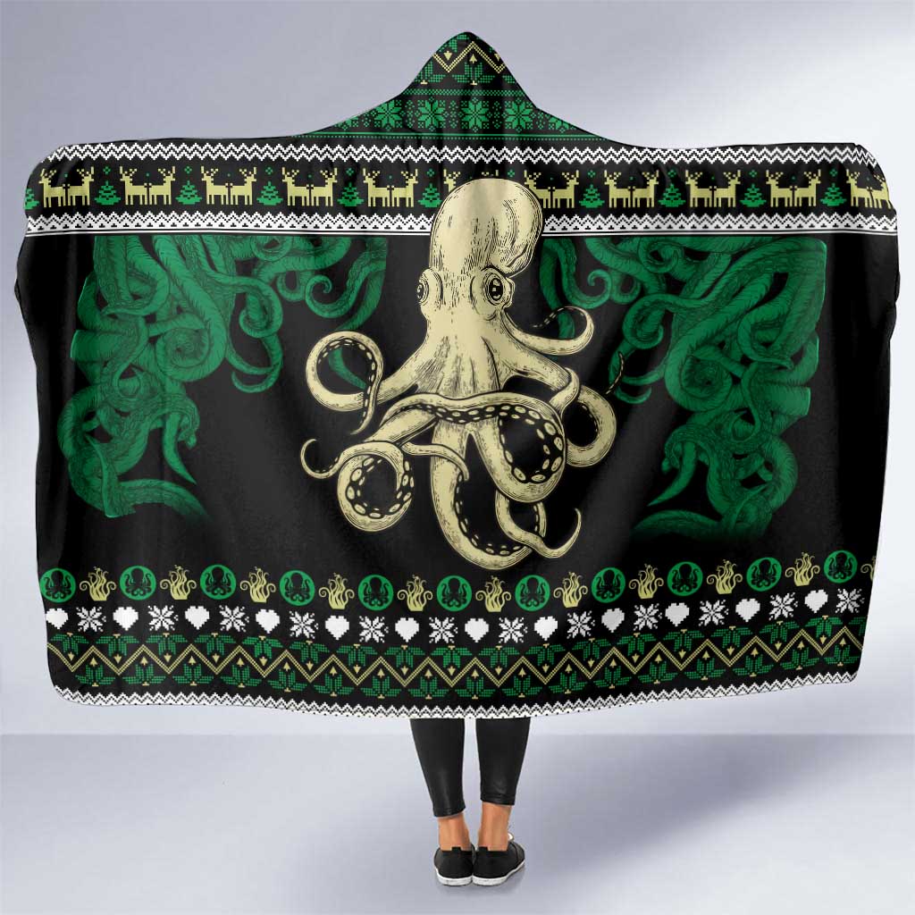 Octopus Cool Christmas Design Hooded Blanket Xmas Holiday Patterns - Wonder Print Shop