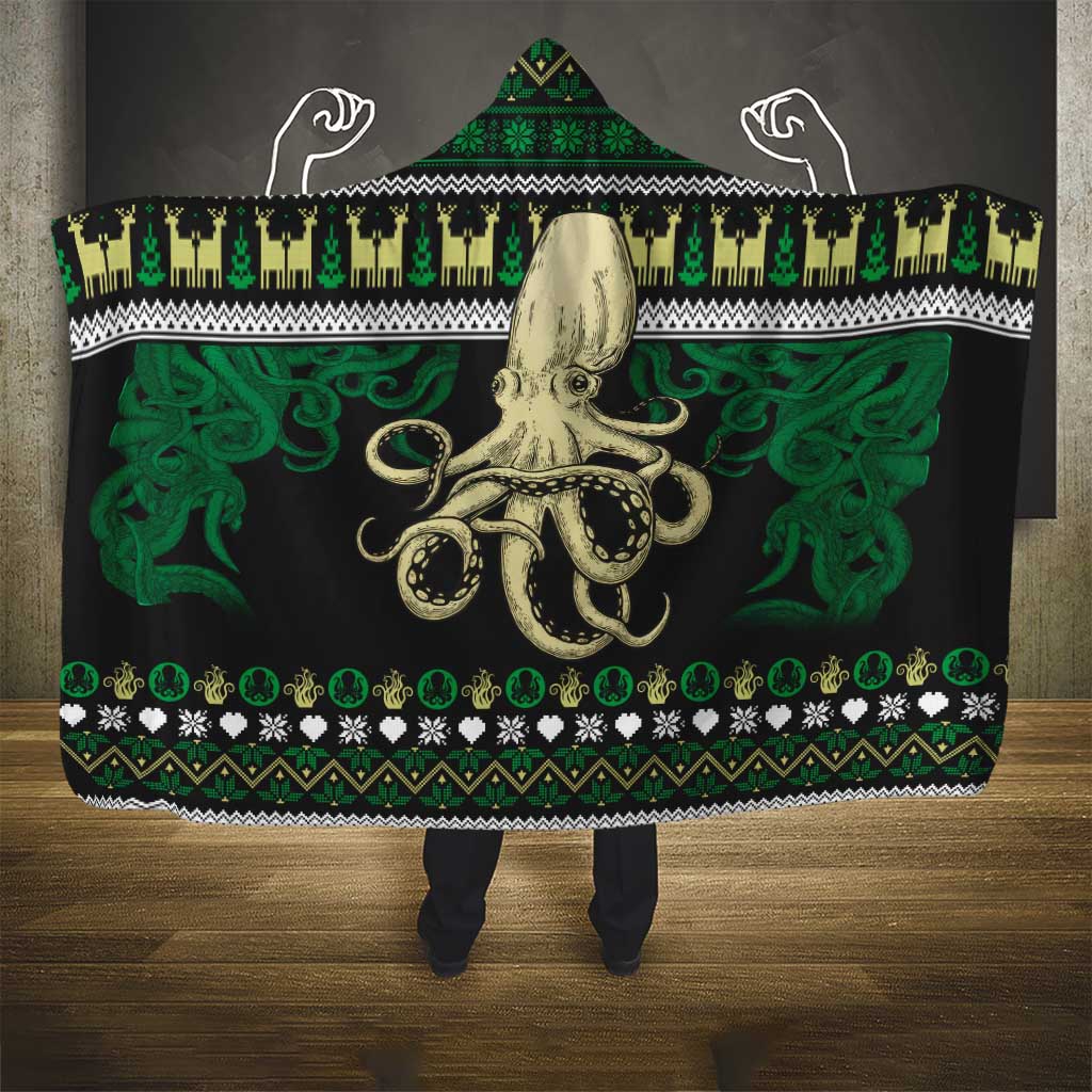 Octopus Cool Christmas Design Hooded Blanket Xmas Holiday Patterns - Wonder Print Shop