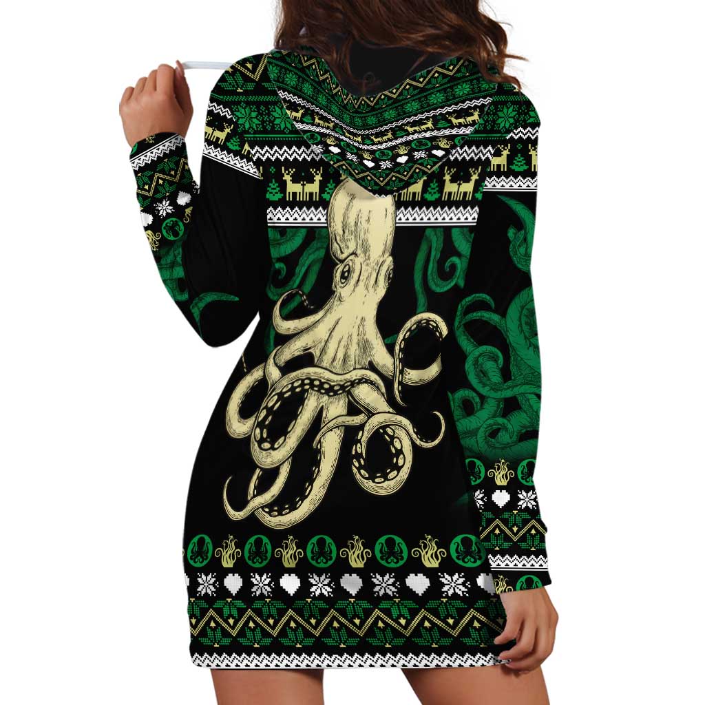 Octopus Cool Christmas Design Hoodie Dress Xmas Holiday Patterns - Wonder Print Shop