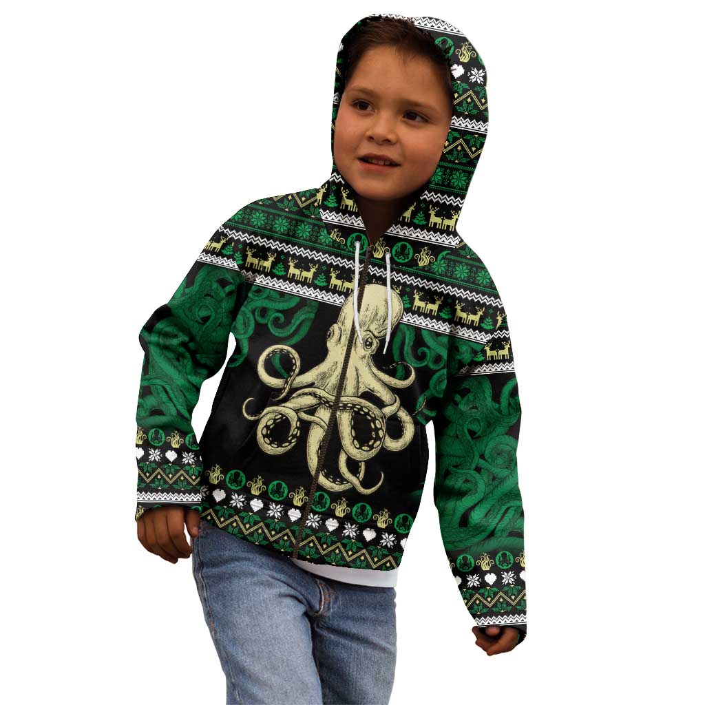 Octopus Cool Christmas Design Kid Hoodie Xmas Holiday Patterns - Wonder Print Shop