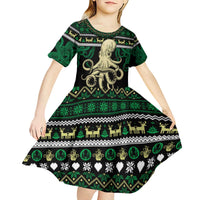 Octopus Cool Christmas Design Kid Short Sleeve Dress Xmas Holiday Patterns - Wonder Print Shop