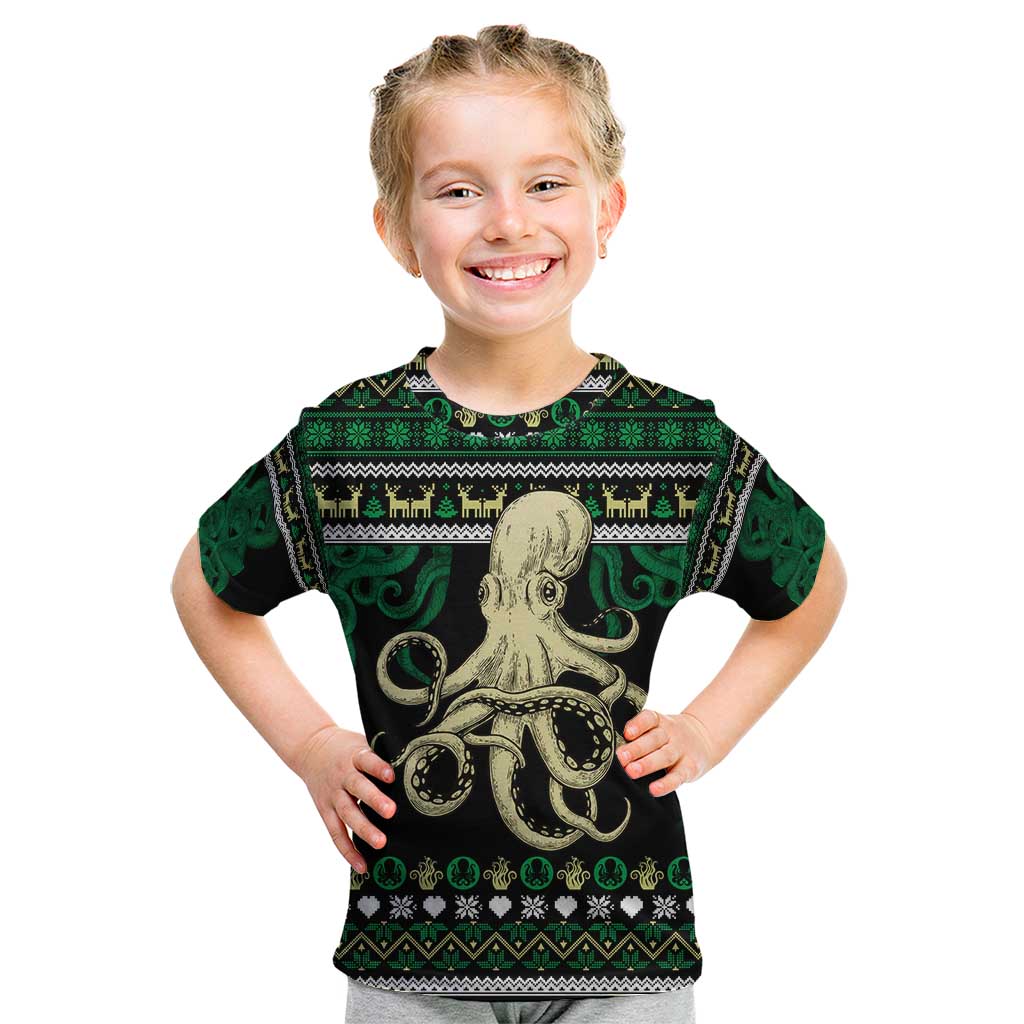 Octopus Cool Christmas Design Kid T Shirt Xmas Holiday Patterns - Wonder Print Shop