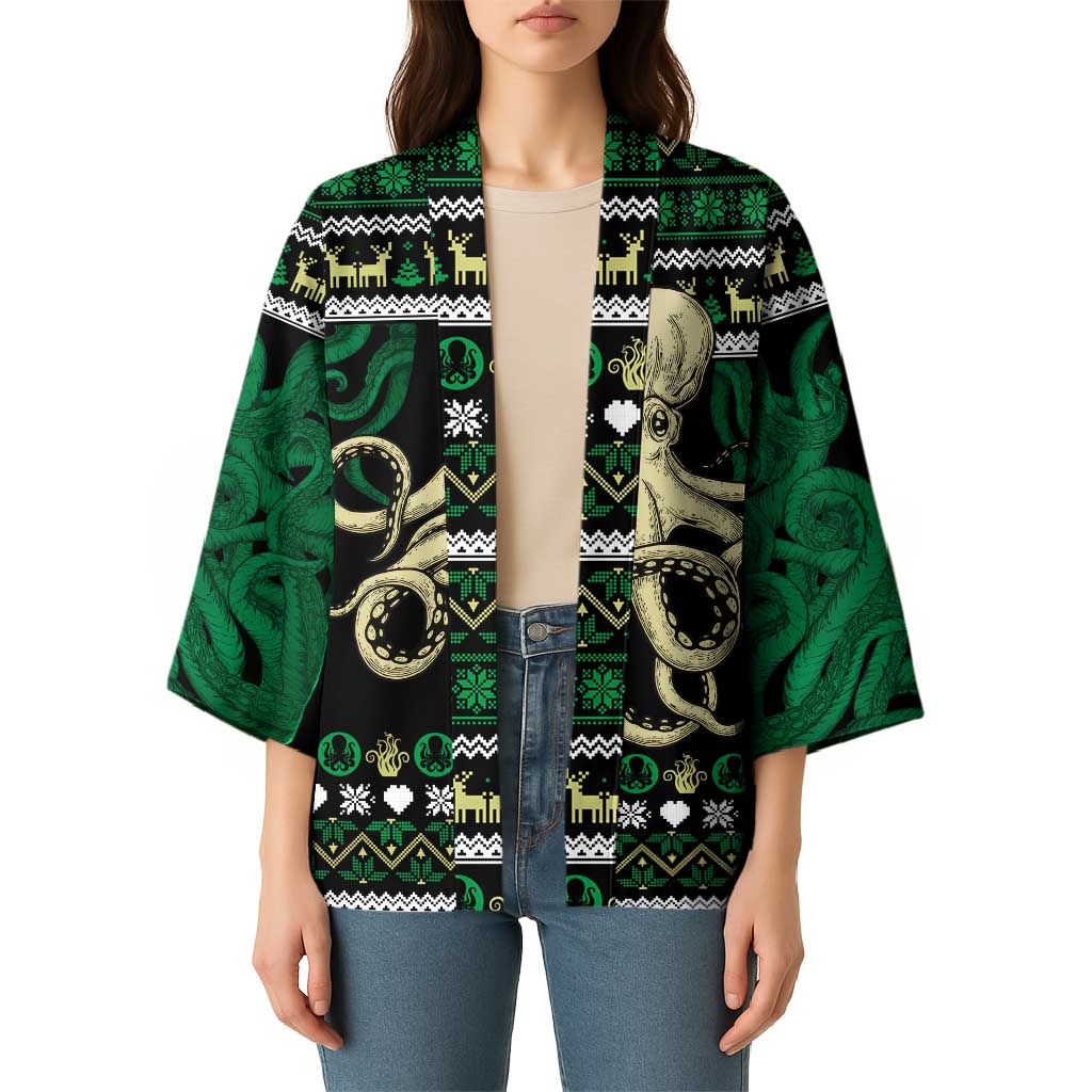 Octopus Cool Christmas Design Kimono Xmas Holiday Patterns - Wonder Print Shop