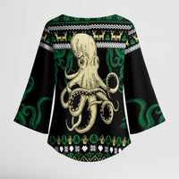 Octopus Cool Christmas Design Kimono Sleeve Blouse Xmas Holiday Patterns - Wonder Print Shop