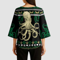 Octopus Cool Christmas Design Kimono Sleeve Blouse Xmas Holiday Patterns - Wonder Print Shop