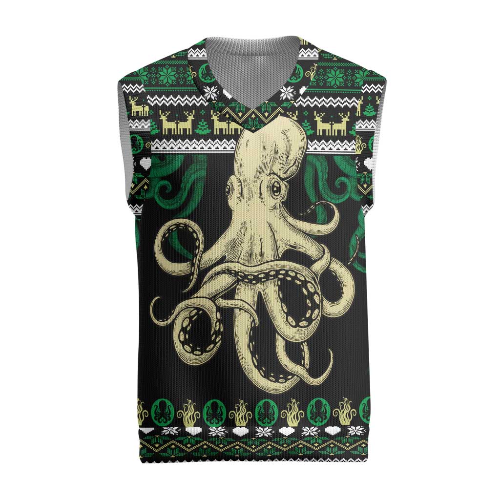 Octopus Cool Christmas Design Christmas Knitted V-Neck Vest Xmas Holiday Patterns - Wonder Print Shop