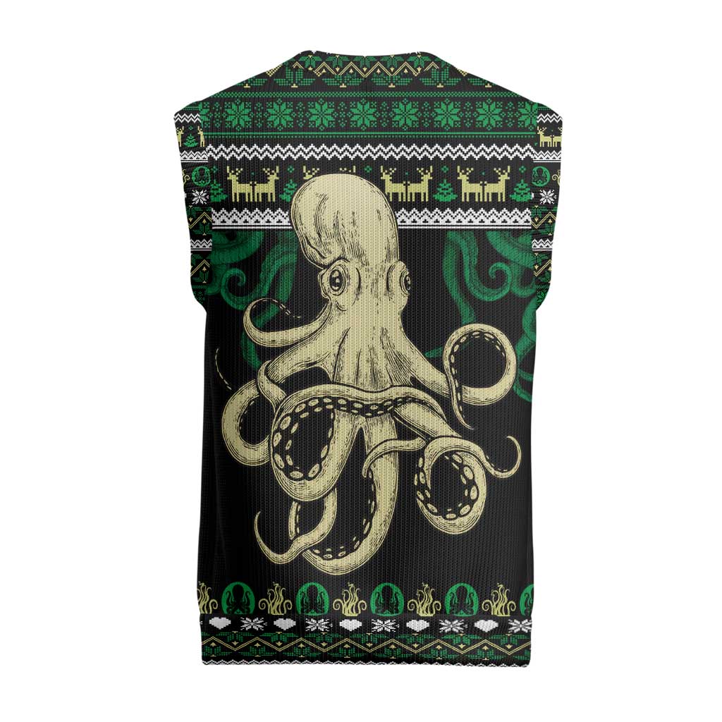 Octopus Cool Christmas Design Christmas Knitted V-Neck Vest Xmas Holiday Patterns - Wonder Print Shop