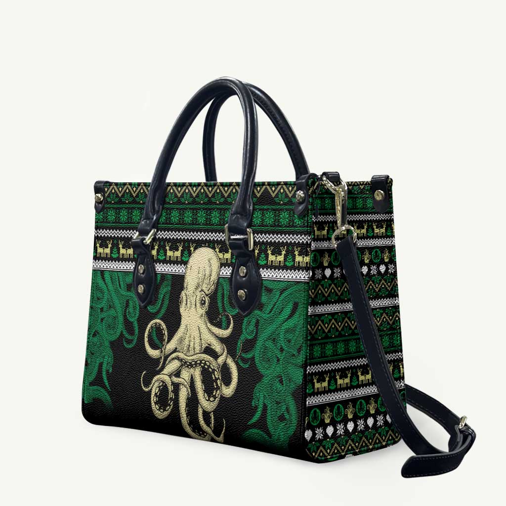Octopus Cool Christmas Design Leather Bag Xmas Holiday Patterns - Wonder Print Shop