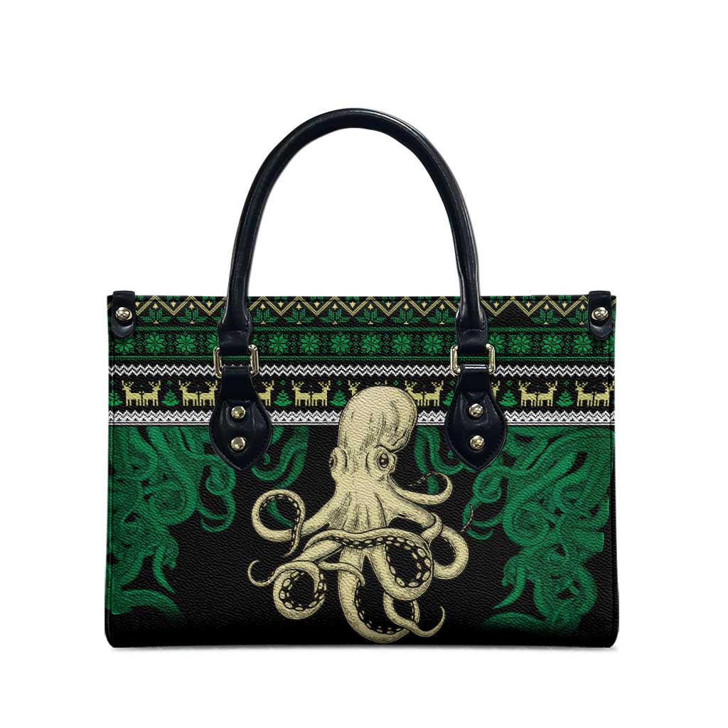 Octopus Cool Christmas Design Leather Bag Xmas Holiday Patterns - Wonder Print Shop