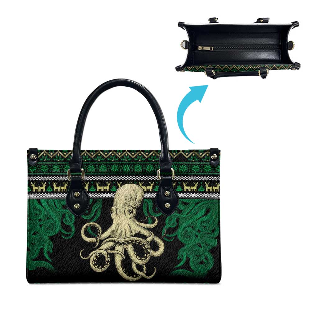 Octopus Cool Christmas Design Leather Bag Xmas Holiday Patterns - Wonder Print Shop