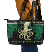 Octopus Cool Christmas Design Leather Tote Bag Xmas Holiday Patterns - Wonder Print Shop