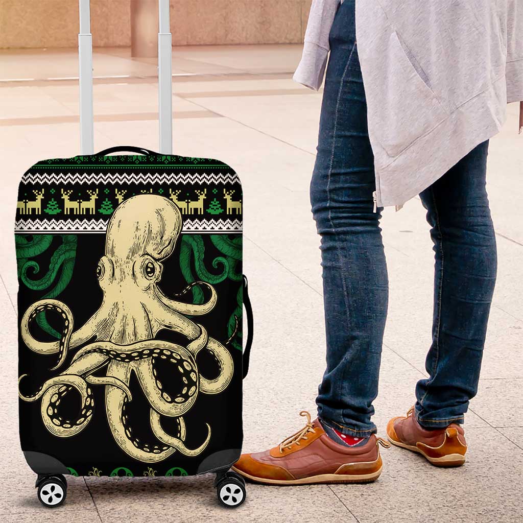 Octopus Cool Christmas Design Luggage Cover Xmas Holiday Patterns - Wonder Print Shop
