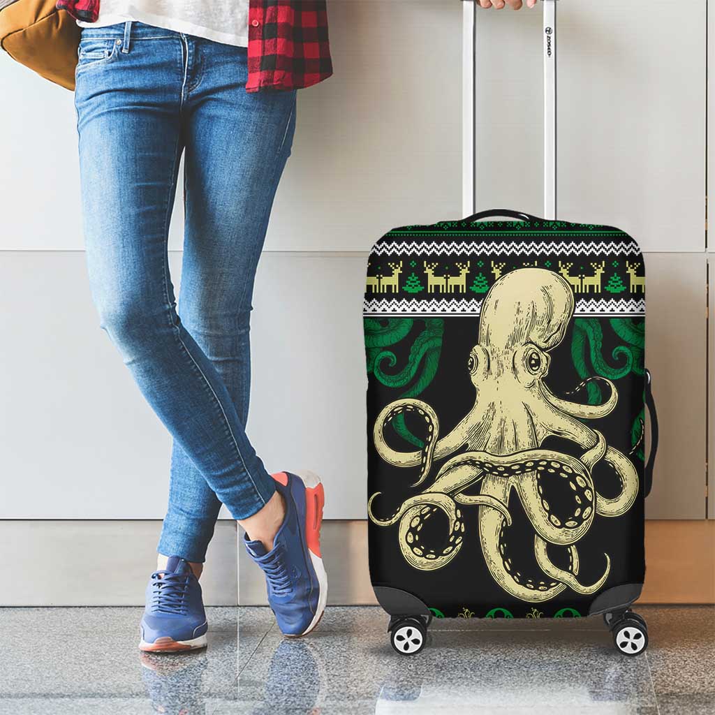 Octopus Cool Christmas Design Luggage Cover Xmas Holiday Patterns - Wonder Print Shop