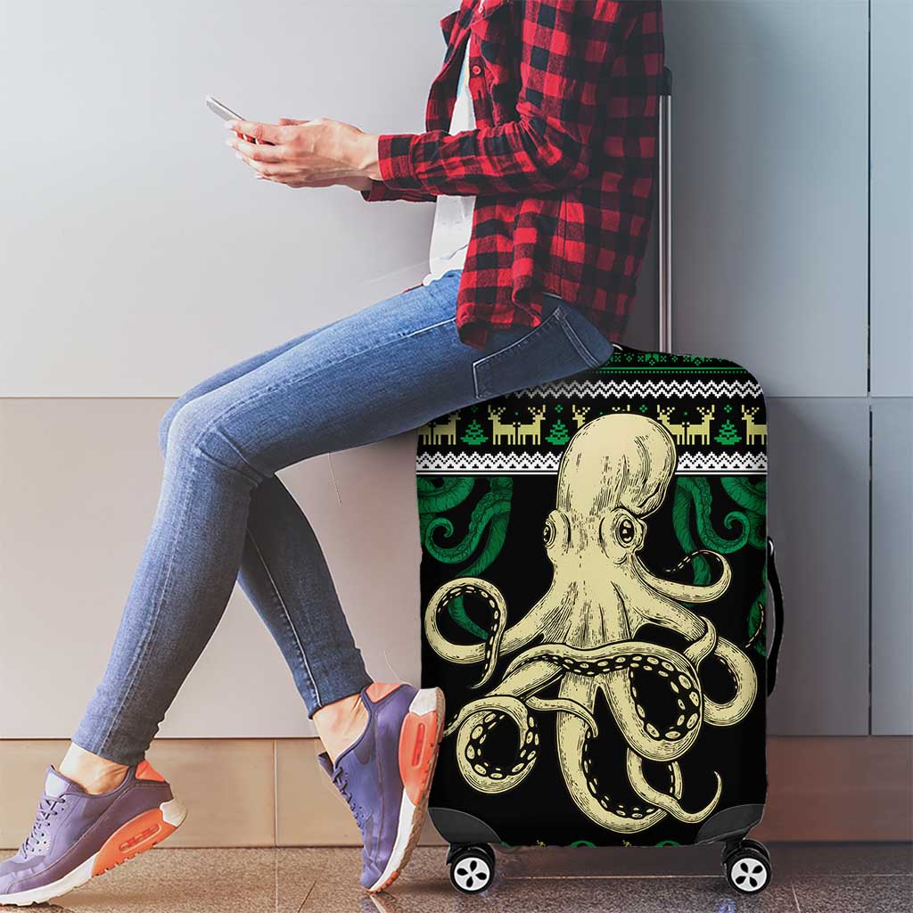 Octopus Cool Christmas Design Luggage Cover Xmas Holiday Patterns - Wonder Print Shop