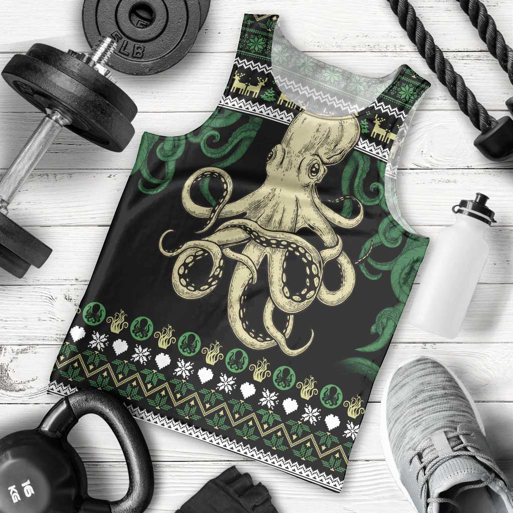 Octopus Cool Christmas Design Men Tank Top Xmas Holiday Patterns - Wonder Print Shop