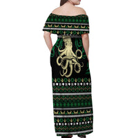 Octopus Cool Christmas Design Off Shoulder Maxi Dress Xmas Holiday Patterns - Wonder Print Shop