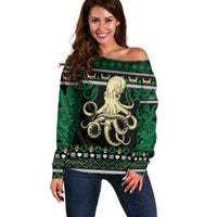 Octopus Cool Christmas Design Off Shoulder Sweater Xmas Holiday Patterns - Wonder Print Shop