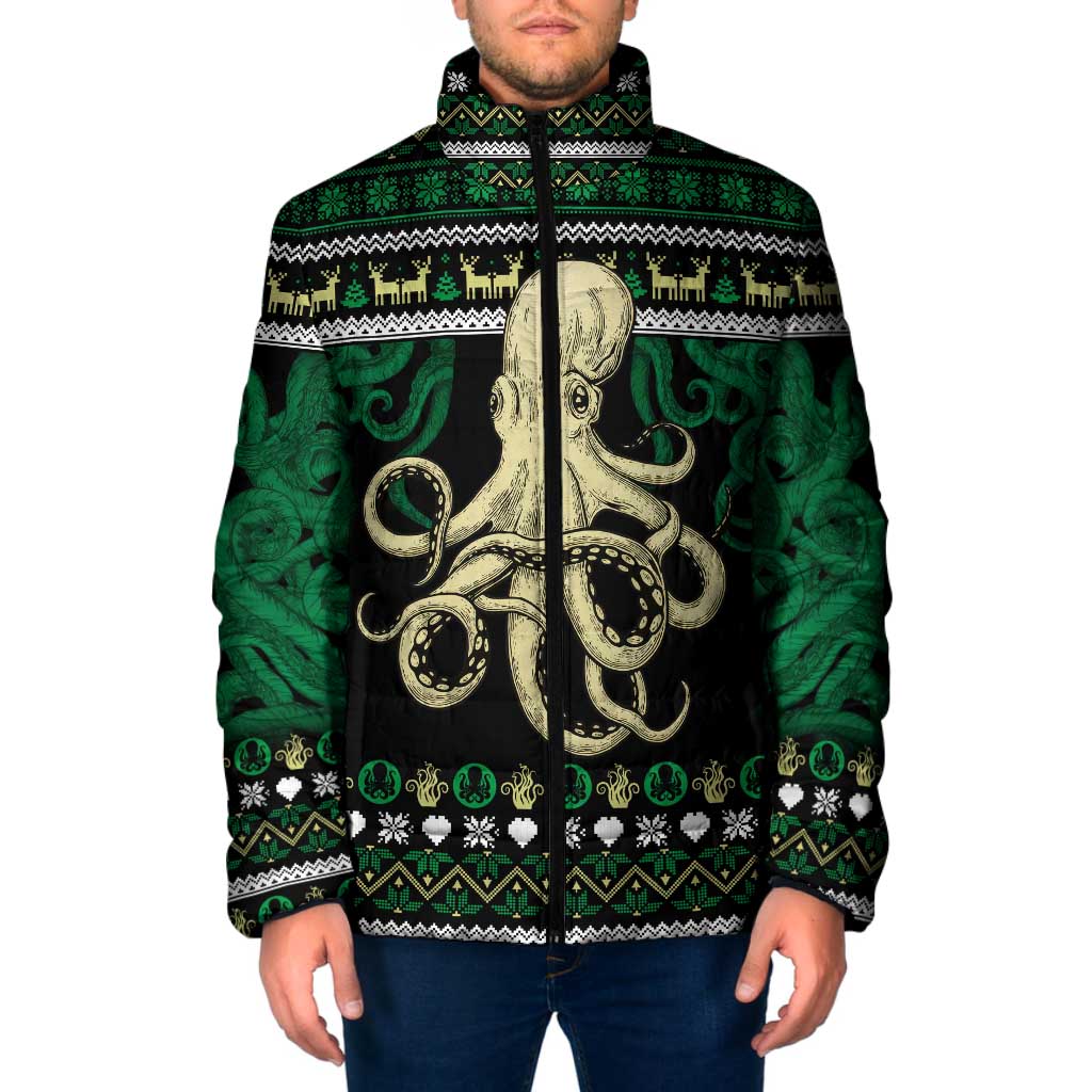 Octopus Cool Christmas Design Padded Jacket Xmas Holiday Patterns - Wonder Print Shop