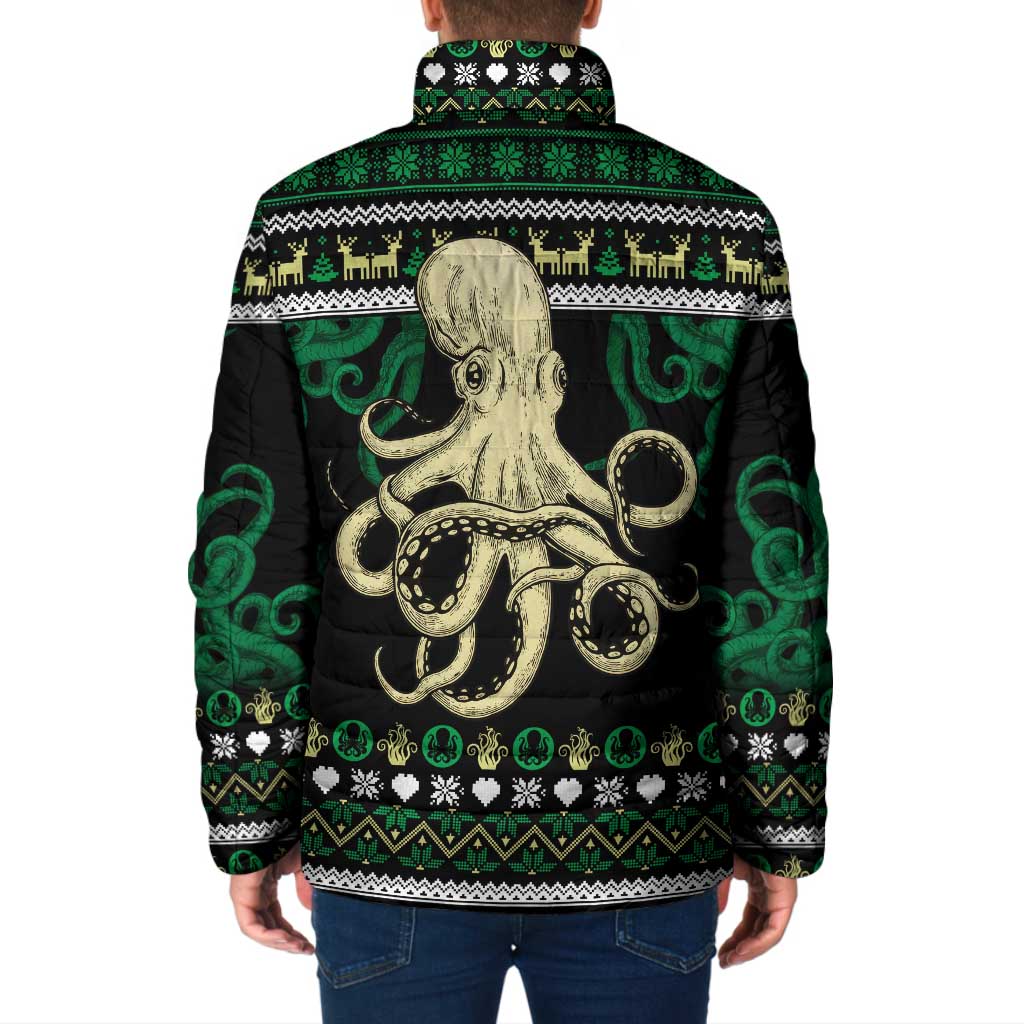 Octopus Cool Christmas Design Padded Jacket Xmas Holiday Patterns - Wonder Print Shop