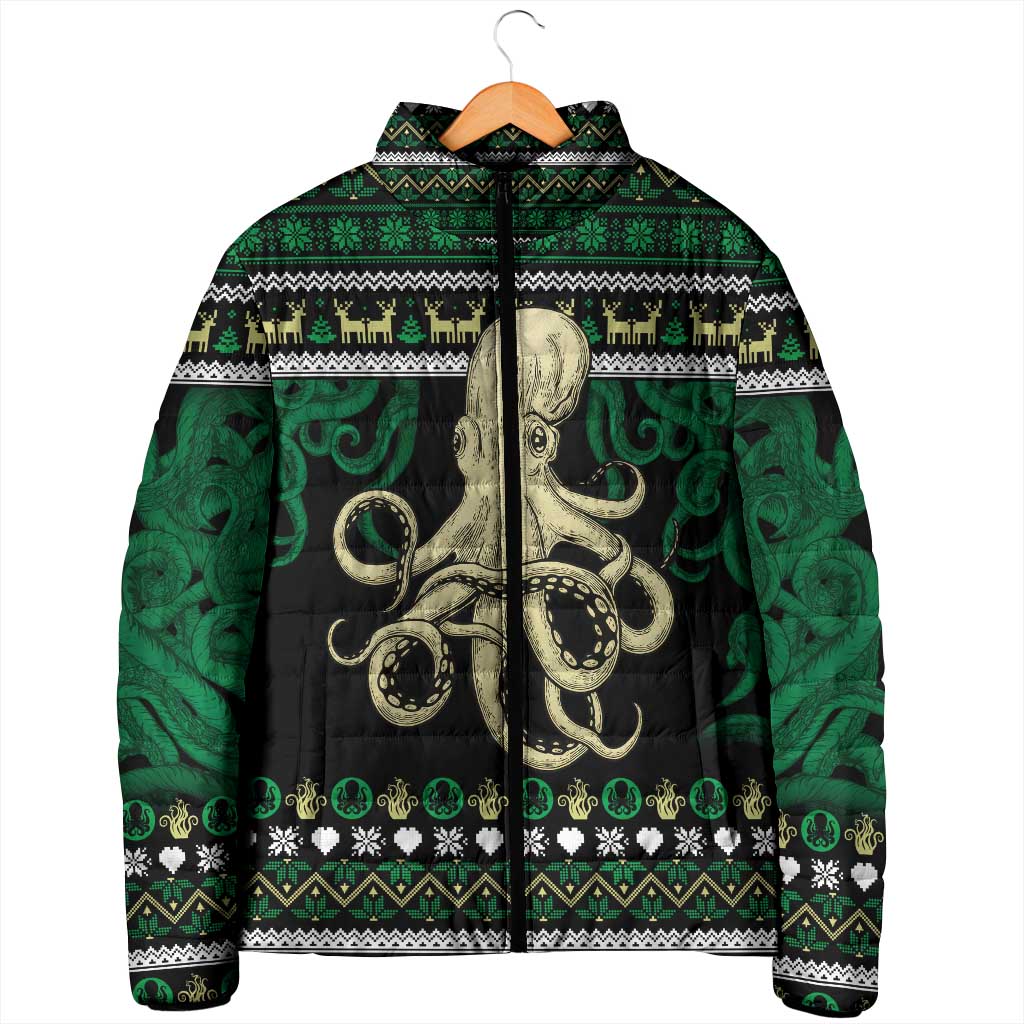 Octopus Cool Christmas Design Padded Jacket Xmas Holiday Patterns - Wonder Print Shop