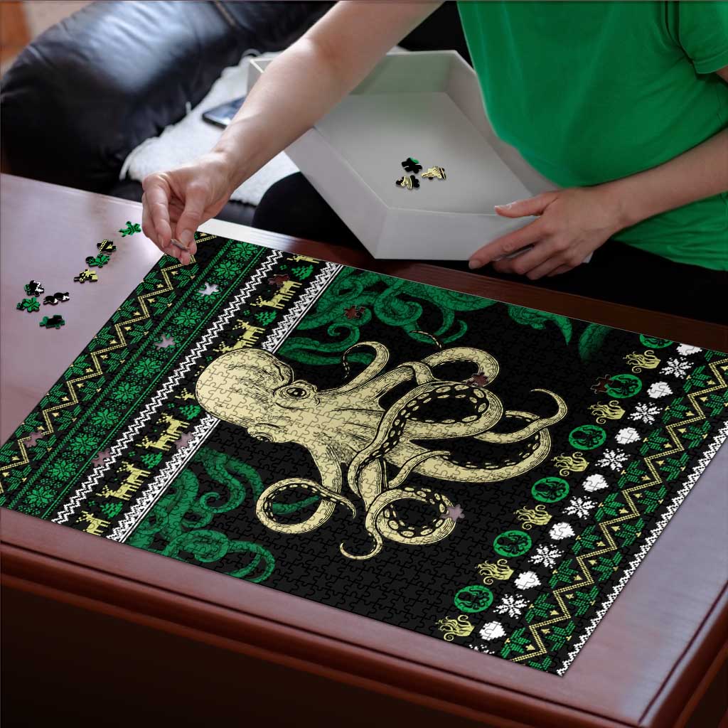 Octopus Cool Christmas Design Puzzle Xmas Holiday Patterns - Wonder Print Shop
