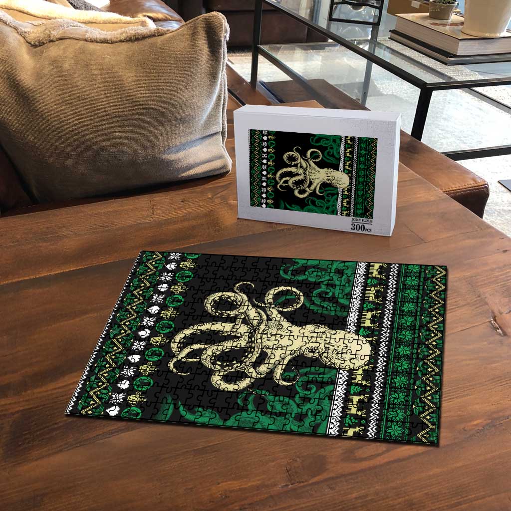 Octopus Cool Christmas Design Puzzle Xmas Holiday Patterns - Wonder Print Shop