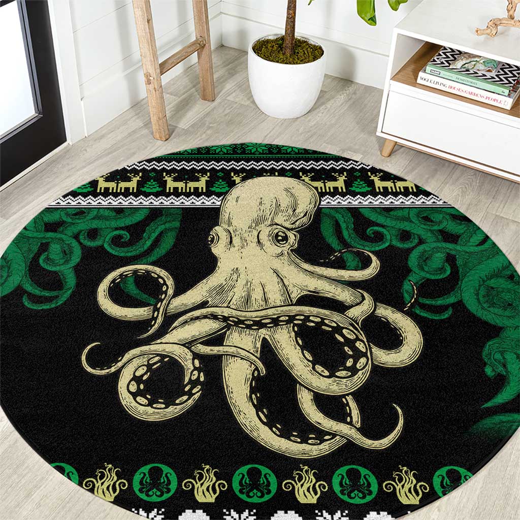 Octopus Cool Christmas Design Round Carpet Xmas Holiday Patterns - Wonder Print Shop