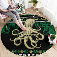 Octopus Cool Christmas Design Round Carpet Xmas Holiday Patterns - Wonder Print Shop