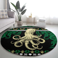 Octopus Cool Christmas Design Round Carpet Xmas Holiday Patterns - Wonder Print Shop