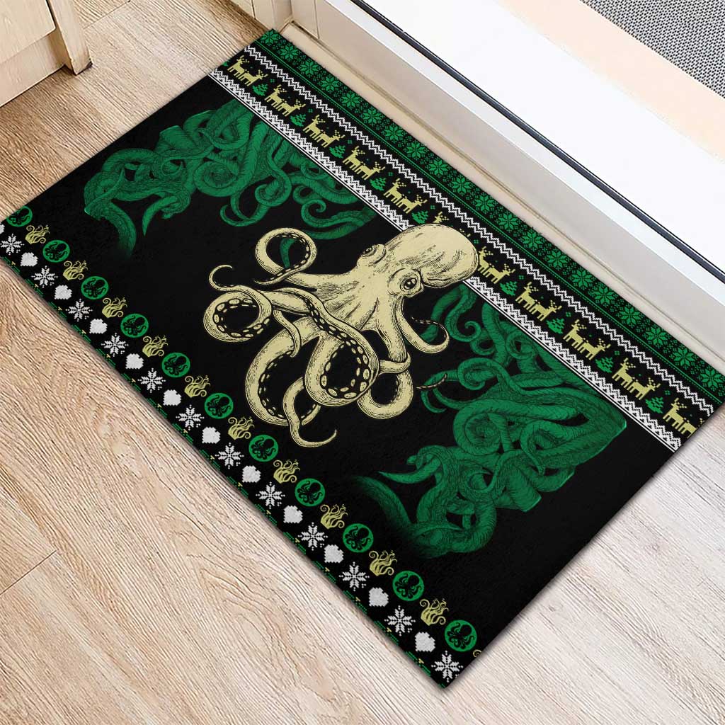 Octopus Cool Christmas Design Rubber Doormat Xmas Holiday Patterns - Wonder Print Shop